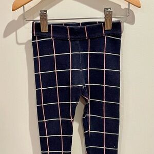 12-18M Janie and Jack Navy Leggings with Coral Pink & White Windowpane Pattern
